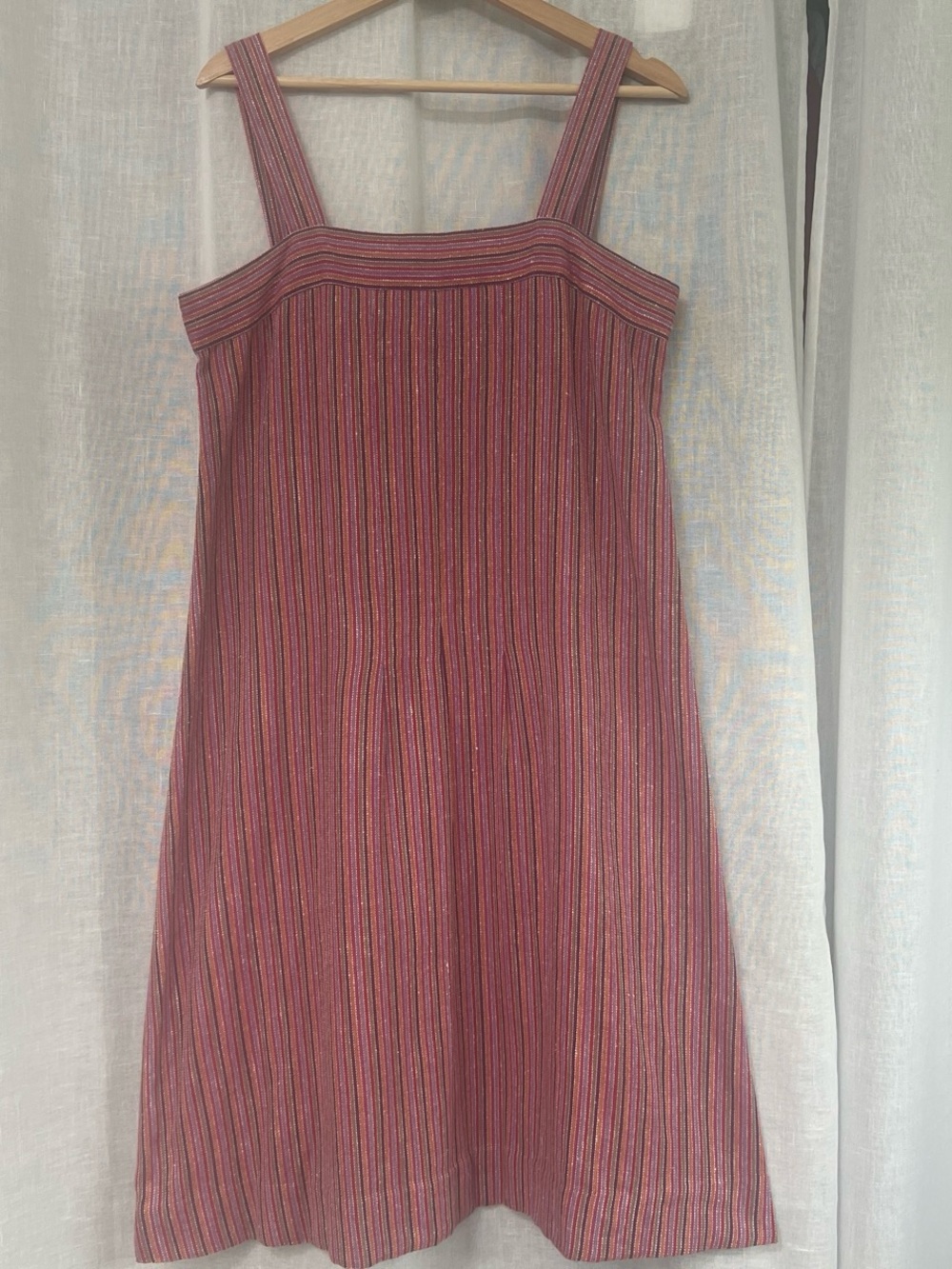 Vintage Pink & Multicolor Vertical Striped Dress